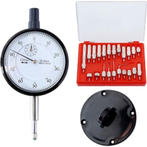 Dial Indicator 0-10Mm Lug Back Test Gauge and 22Pcs Anvil Point Set Thread 2.5Mm