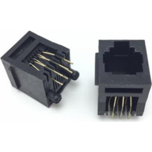 Hot sale 10PCS/LOT RJ11 plugs RJ12 Socket 6 core 180 degrees vertical 52-6P6C
