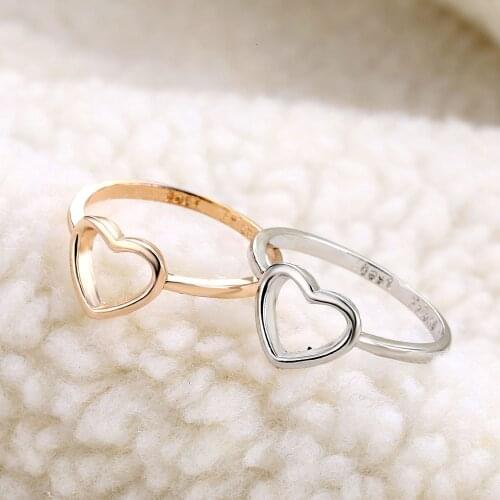 FNIO 1PC Dainty Women Ring Hollow Heart Ring For Couple Wedding Promise Infinity Eternity Love Jewelry Boho Anillos Mujer Gifts
