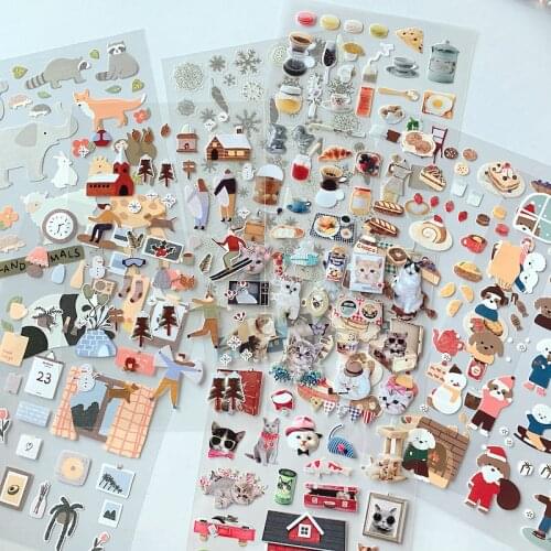 Adhesive Cute Kawaii dogs cats flowers Home life farm Peel Off Sticker for diary scrapbooking phone Mac laptop decoration