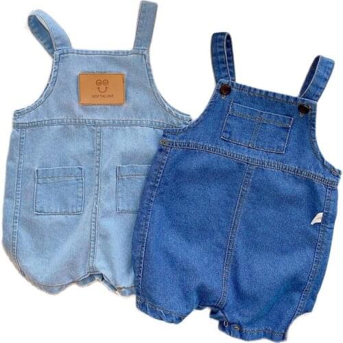 Baby Newborn Boy Solid Denim Overalls Children Jeans Bib Pants Infant Jumpsuit Clothing Kids Overalls Summer Girls Lovely Outfit