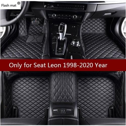 Flash mat leather car floor mats for SEAT Leon 1998-2013 2014- 2016 2017 2018 Custom auto foot Pads automobile carpet covers