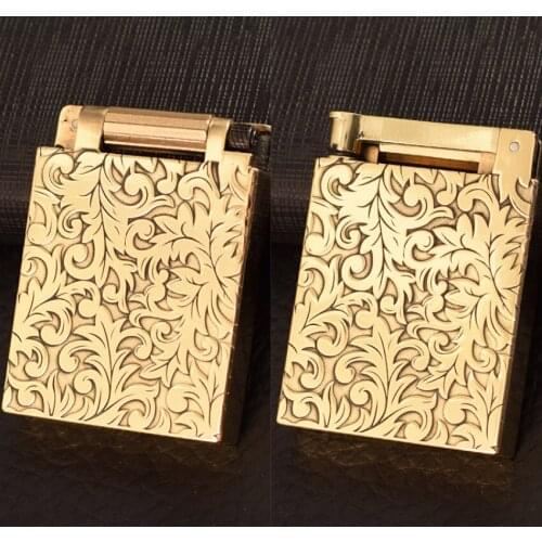 CNC Brass Trench gasoline oil sculpture lighter personalized creative Vintage grinding wheel Smoking igniter mens gifts