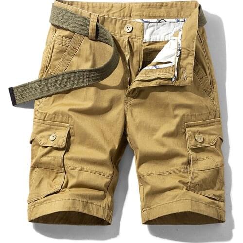 Pure Cotton Summer Mens Cargo Shorts Boys Casual Pocket Streetwear Plus Size Male Long Bermuda Z122