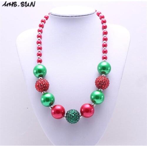 MHS.SUN 1PC Newest Christmas Kid Chunky Bubblegum Necklace Girl Children Chunky Bead Necklace Jewelry Christmas Gift To Kid
