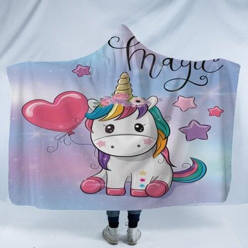 Custom Cute Unicorn Hearted Blanket Coral Fleece Psychedelic Hoodie Blankets For Kids Adults Sofa TV Throw Blanket Dropship