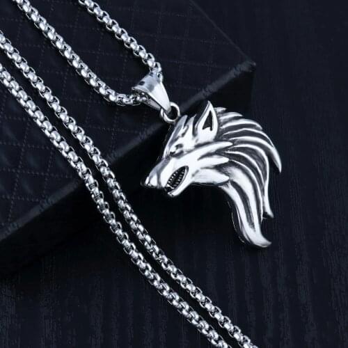 For Men With 3.0MM Stainless Steel Chain Punk Animal Snake Lion Tiger Eagle Wolf Necklace Pendant