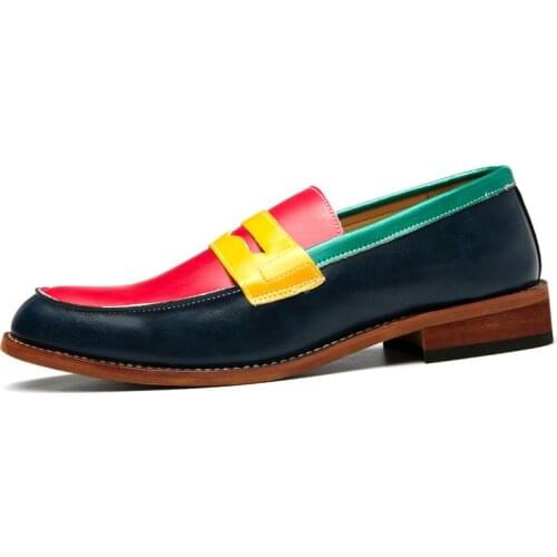 Leather Shoes Large Size Men Casual Leather 2021 New Fashion Rainbow Color Non-slip Wear-resistant Comfortable Casual Shoes