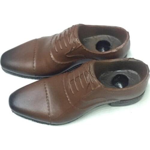 1/6 Scale male leather shoes brown Men Solid Rubber shoes with suit shoes straight inline shoes for 12'' Action Figure Body Toys