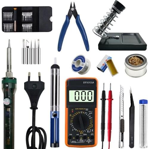 Electric Soldering Iron Set 100W 200V/110V Welding Solder Tools Temperature Adjustable Repair Tools Ceramic Heater