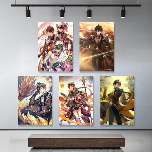 Wall Art HD Prints Genshin Impact Home Decor Game Character Poster Pictures Cool Boy Canvas Paintings For Living Room Framework