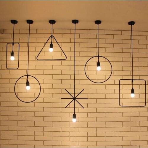 New Geometric Art Pendant Lights Nordic Simple Loft Industrial wrought iron E27 Pendant Lamp AC110-240V
