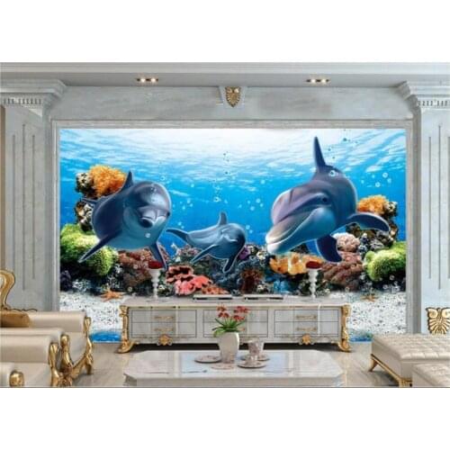 Custom photo wallpaper for walls 3 d Mediterranean landscape murals Underwater World Dolphin TV Background Wall paper home decor