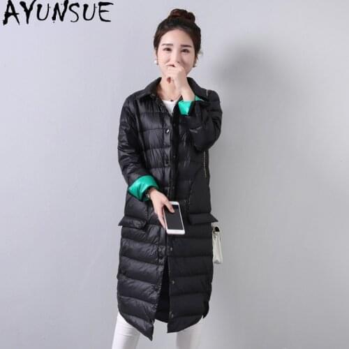 AYUNSUE Womens Down Jacket Long Woman Coat Autumn Winter Ultra Light Duck Down Jackets for Women Parkas Mujer Chaqueta KJ5666