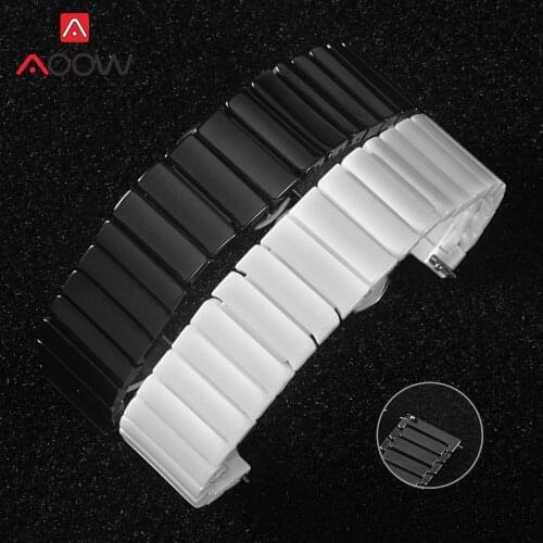 20mm 22mm 24mm Ceramic Band for Samsung Galaxy Watch Active2 Gear S2 S3 Huawei GT 2 Amazfit Butterfly Buckle Bracelet Strap