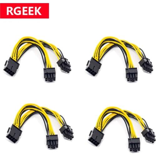 RGeek 4pcs 20cm PCI-E 8 Pin to Dual 8(6 2) Pin PCI Express 8Pin PCIE Power Splitter Cable for VGA GPU Graphic Video Card Adapter