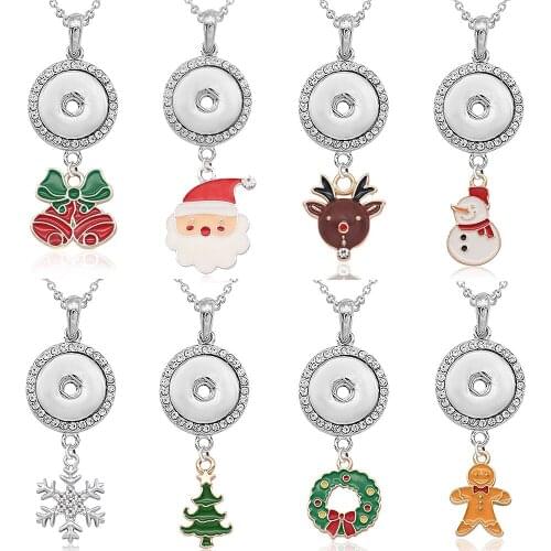 Christmas Snowman Santa Claus DEER TREE 18mm snap button jewelry DIY necklace & pendants MY958