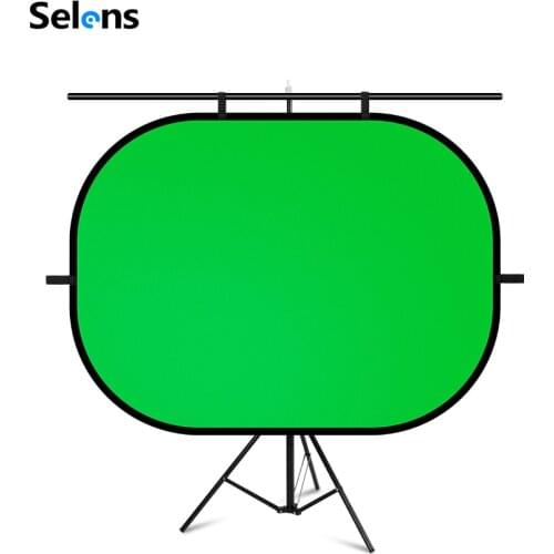 Selens Chromakey Green Screen Background Panel Reversible Collapsible Big Size Chroma Backdrop With T Type Backdrop Stand 2Mx2M