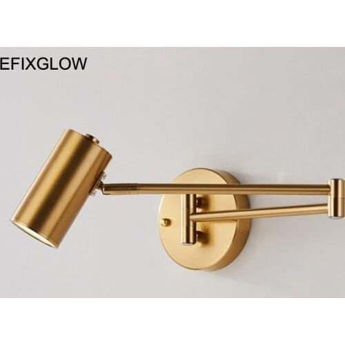 Modern Adjustable Swing Arm Wall Lamps Brass Gold And Black E27 Bulb Adjustable Wall Mounted Sconce For Bedroom Living Room Sofa