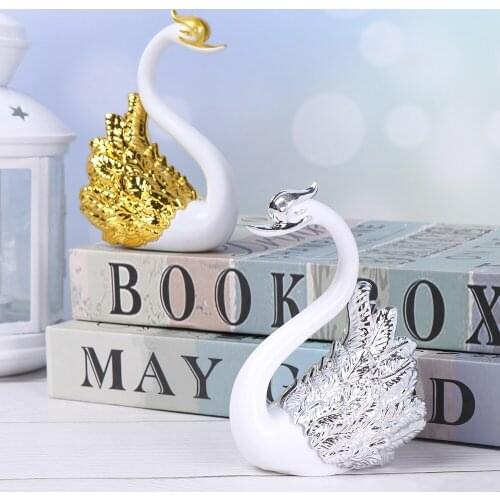 Wedding Valentines Day Cake Decoration Plastic Crown Gold Silver Swan Flamingo Decoration Birthday Party Dress Up Supplies