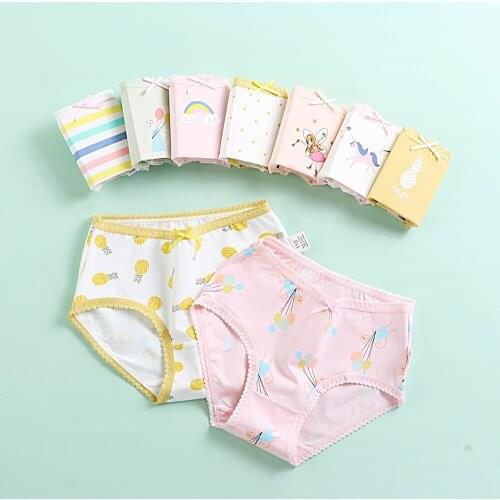 Girls Panties 4pcs Per Pack Cotton Student Kids Underwear Teen Panties Young Puberty Girls Underpant KF308
