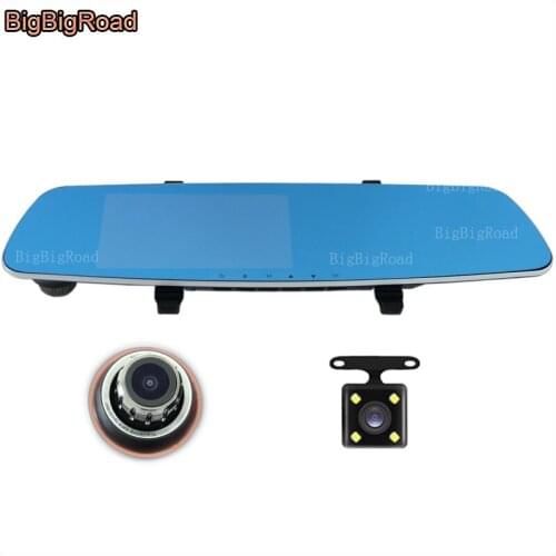 BigBigRoad For Infiniti M35 M37 M25 M45 QX30 QX60 QX70 Q80 QX50 Car DVR Blue Screen Rearview Mirror Screen Video Recorder