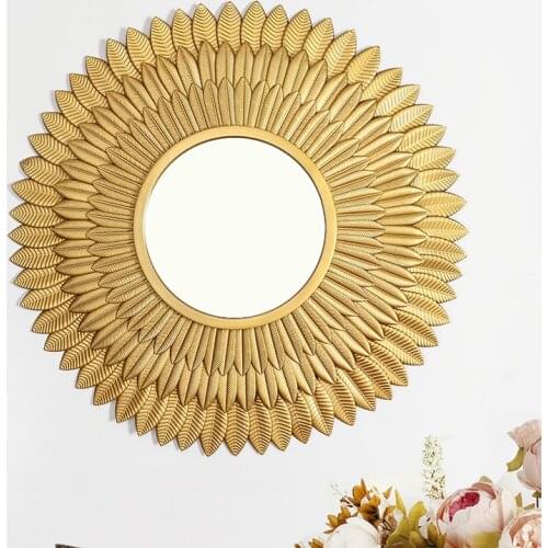 European Style Iron Hanging Mirror Furniture Decorative Mirror Background Wall Mirror Creative Mirror Living Room Decoration