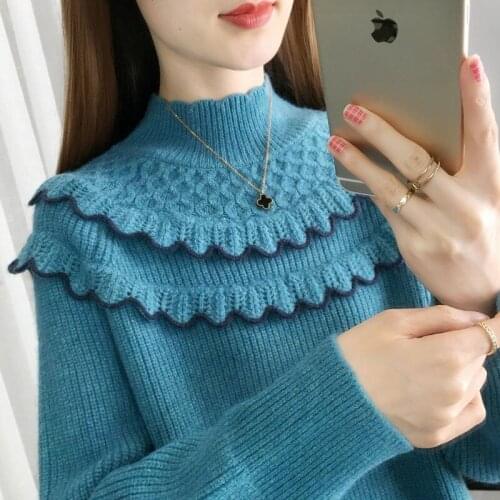Women Sweater Korean Ladylike Spring Autumn Casual O-Neck Full Computer Knitted Sweater Women Fashion Sweet Sweater
