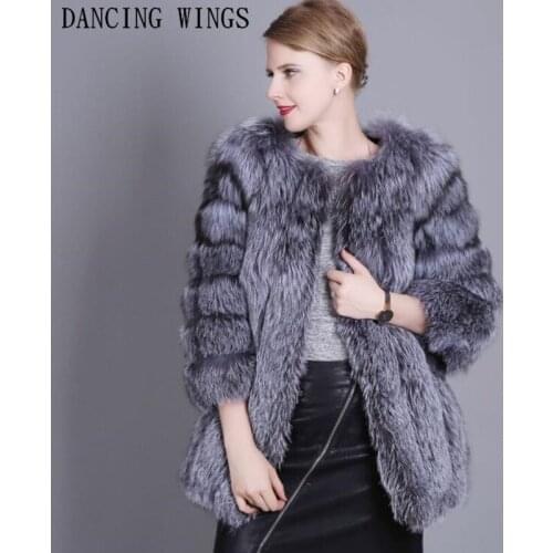 Winter Natural Silver Fox Fur Coats Thick Soft Warm Whole Skin Fox Fur Jacket for Women Real Fur Clothing
