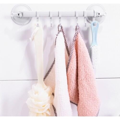 1pcs Suction Cup 6 Hook Nailless Seamless Kitchen Wall Hanging Row Hook Bathroom Towel Rack Clothes Hook
