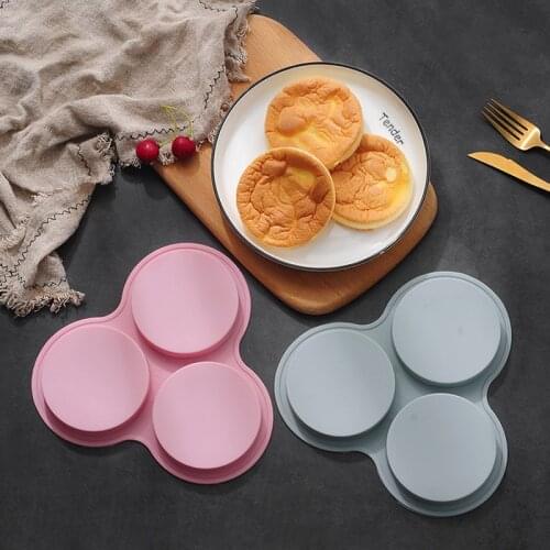 1pcs 3 Hole Large Round Silicone Candy Molds Pink Blue Cake Silicone Decorating Tools Chocolate Jelly Silicone Cake Baking Mold