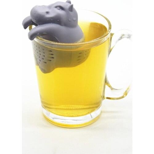 1Pcs Silicone Tea Strainer Reusable Hippo Shaped Tea Infuser Coffee Herb Filter Empty Tea Bags Loose Leaf Diffuser Accessories