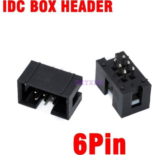 10pcs 2.54mm 2x3 Pin 6 Pin Straight Male Shrouded PCB Box header IDC Socket