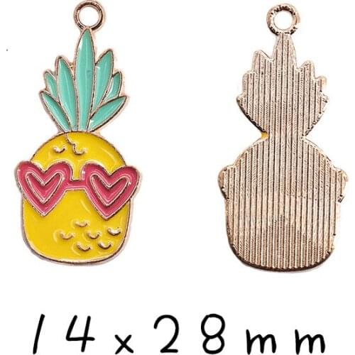 10pcs/Lot Pineapple 14*28mm Diy Handmade Oil Enamel Charms Design for Jewelry Making Earring Bracelet or Necklace