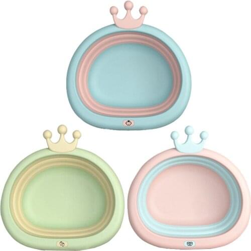 2Pcs Baby Foldable Bath Folding Basin Silicone Bathtub Portable Children Washing Face Foot Tubs Collapsible Thicken Washbasin