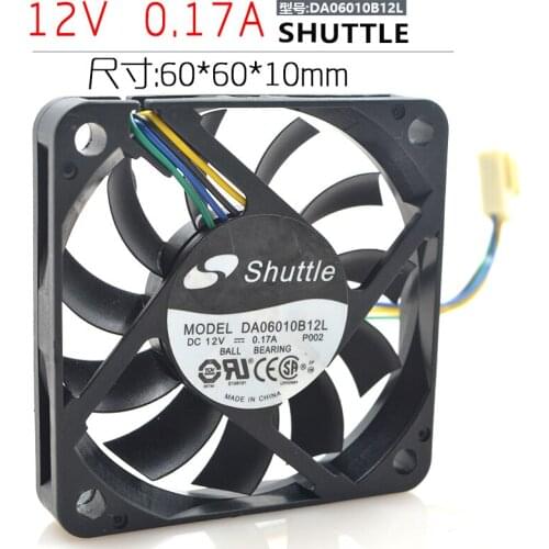 Shuttle DA06010B12L DC 12V0.17A 60x60x10mm 4-wire Server Cooling Fan