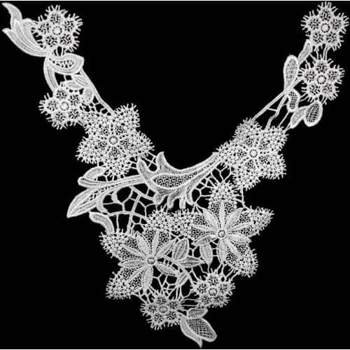 5Pcs White Black Water Soluble Lace Neckline Embroidery Floral Collar Sewing Accessories For Dress Lace Decor Free Shipping