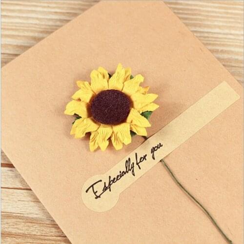 50Pcs Retro Kraft dried flowers handwritten blessing greeting card birthday gift card wedding invitations