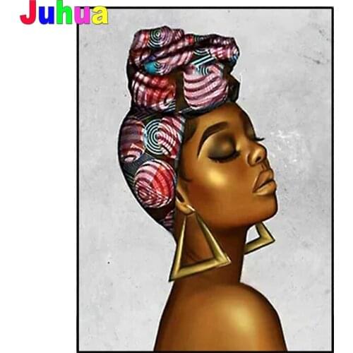5d Diy Diamond Painting headscarf Black women Mosaic rhinestone paint by numbers square round diamond cross stitch kits African