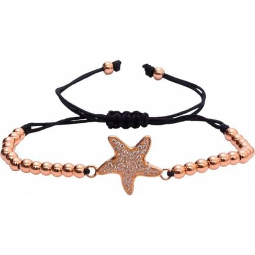 Anil Arjandas Macrame Bracelet Star Charm Micro Pave White CZ 3mm Copper Beads Braiding Bracelet Best Gift for Girl / Women