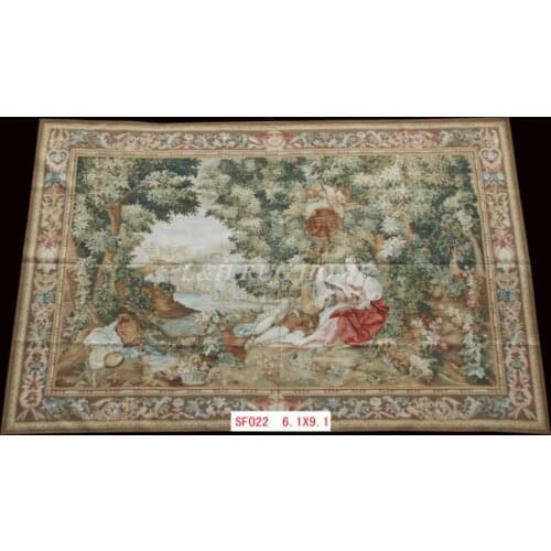 Free Shipping 100% 6.1'X9.1' Handmade wool aubusson tapestry gobelin carpet, wall hanging tapestry wool tapestry paintings