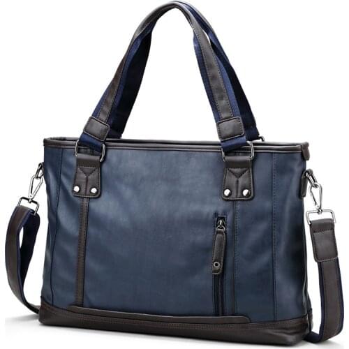 Brand Design Casual Men Briefcase Leather Business Bag Vintage Travel Mens Shoulder Messenger Bags Computer Laptop Bags