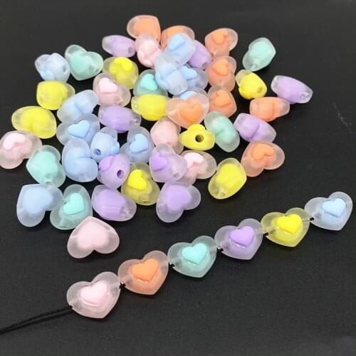 20 pcs Matte effect Heart Acrylic Beads Charms Bracelet Necklace Beads For Jewelry Making DIY Accessories