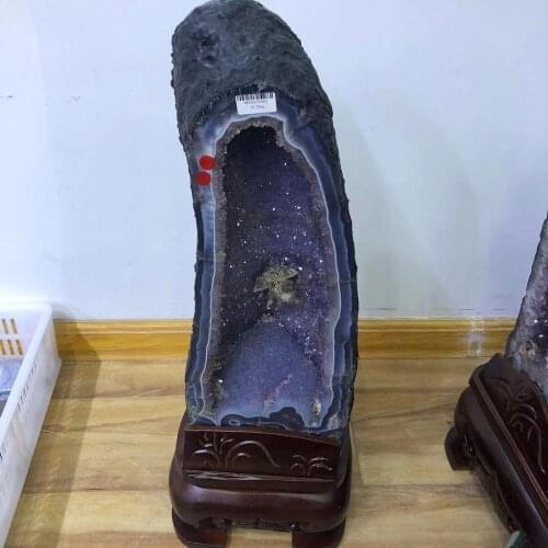 Activities on sale Natural amethyst hole decoration degaussing purification treasure pot Fengshui stone town house money bag