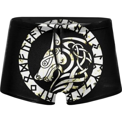 Men Lothbrok swimming trunks Viking Wolf Poster swimsuits husband for the sea Pool