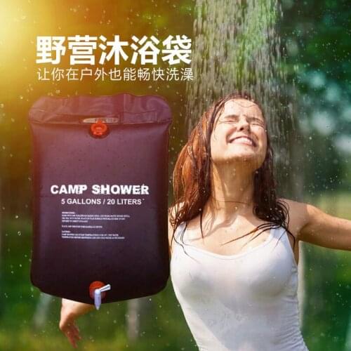 Shower Bag for Camping 5 Gallon/20L Solar Portable Bag with switch Hose and Shower Head for Outdoor Hiking Picnic Swimming