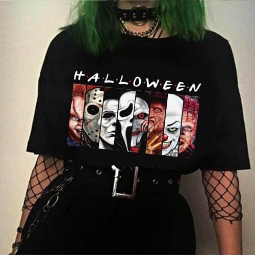 Horror Movie Characters Panels T-Shirt Halloween Clothes Tops Tees Camiseta Camiseta