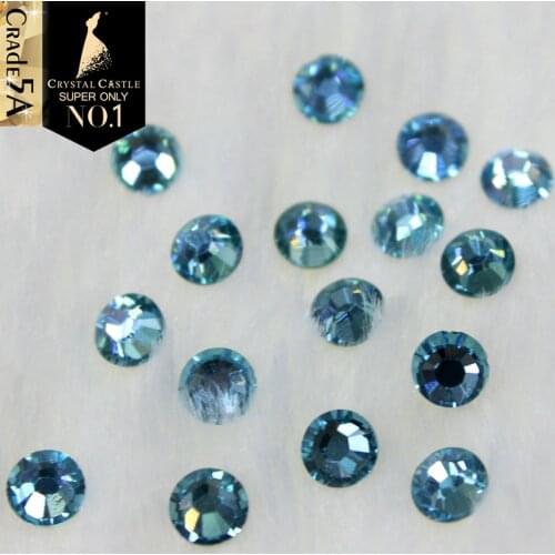 Crystal Castle Aquamarine Top Strass Hotfix Luxury Glass Stone Blingbling Aqua Blue Hot Fix Rhinestone For Diy Motif Design