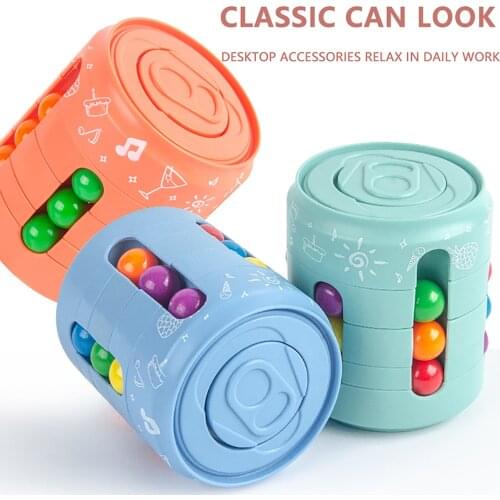 Can Cube Top Colorful Beans Finger Spinning Relieves Stress Decompression Tool For Children And Adults