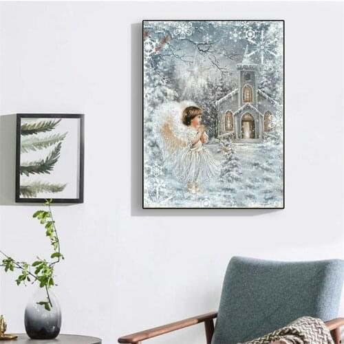 Full Square/round 5D DIY Diamond Painting Angel girl castle Diamond Embroidery pictures of Rhinestones Mosaic Home Decor AZ617